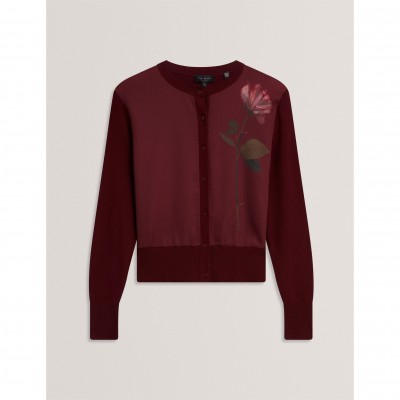 жилетка,дамски,плетени,дрехи,ted,baker,ted,floral,cardigan,ld64,maroon