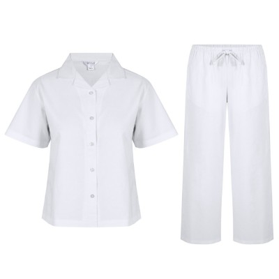 пижама,miso,women's,oxford,revere,collar,pyjama,set,white