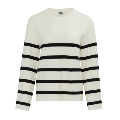 пуловер,дамски,плетени,дрехи,дамски,облекла,размер,be,you,you,women,stripe,long,sleeve,jumper,cream