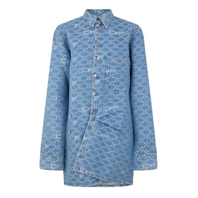 дамска,рокля,дамски,поли,и,рокли,off,white,women,s,monogram,short,sleeve,mini,dress,light,blue