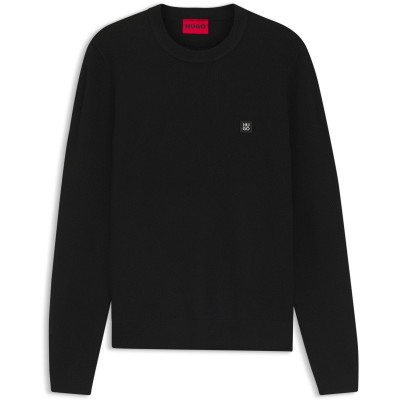 дамски,пуловер,мъжки,пуловери,hugo,womens,hugo,crew,neck,wool,jumper,with,logo,detail,setal,black