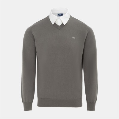 блуза,мъжки,пуловери,giorgio,mock,v,neck,knitted,sweater,men,slate