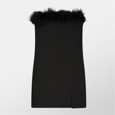 рокля,дамски,поли,и,рокли,missy,empire,feather,trim,strapless,mini,dress,black