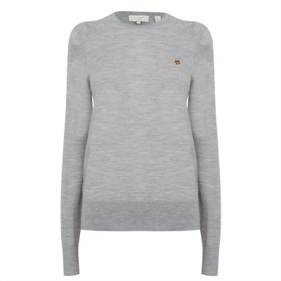 пуловер,дамски,плетени,дрехи,дамски,топове,ted,baker,averill,knit,jumper,grey,marl