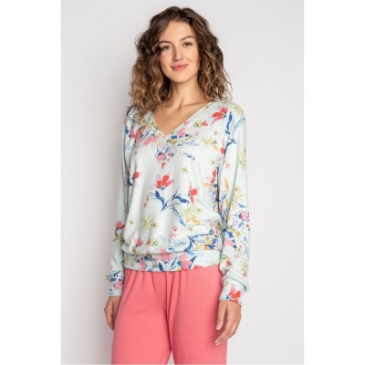 дамски,пижами,дамски,облекла,размер,pj,salvage,salv,budding,bouquet,shirt,lantikblau