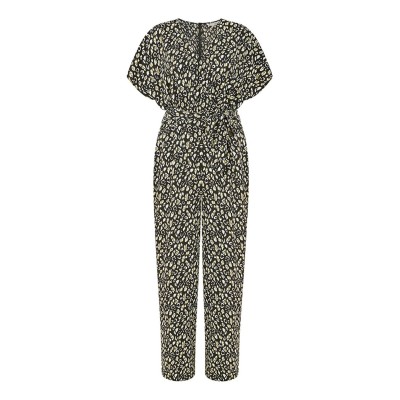 дамски,летни,гащеризони,yumi,yumi,black,animal,print,kimono,jumpsuit,black