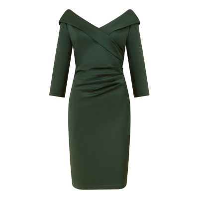 рокля,дамски,поли,и,рокли,yumi,yumi,green,scuba,fitted,wrap,dress,green