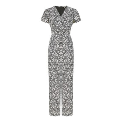 дамски,летни,гащеризони,yumi,yumi,black,ditsy,floral,wrap,jumpsuit,black