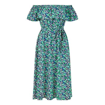дамска,рокля,дамски,поли,и,рокли,yumi,women,s,green,ditsy,floral,bardot,midi,wrap,dress,green