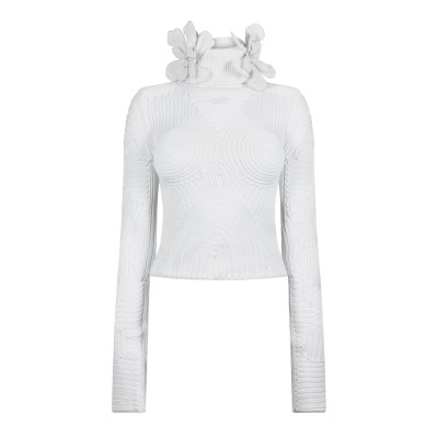 дамски,плетени,дрехи,off,white,flower,embroidered,top,white