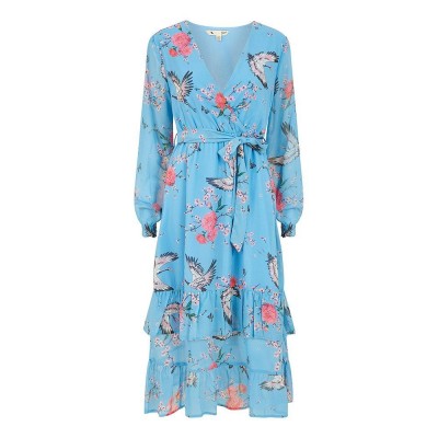 дамска,рокля,дамски,поли,и,рокли,yumi,women,s,blue,crane,print,midi,wrap,dress,blue