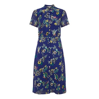 рокля,дамски,поли,и,рокли,yumi,yumi,navy,bird,print,midi,shirt,dress,navy