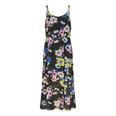 дамска,рокля,дамски,поли,и,рокли,yumi,women,s,black,floral,strappy,midi,wrap,dress,black