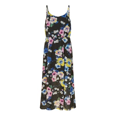 рокля,дамски,поли,и,рокли,yumi,yumi,black,floral,strappy,midi,dress,black