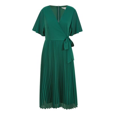 рокля,дамски,поли,и,рокли,yumi,yumi,green,pleated,wrap,over,midi,dress,green