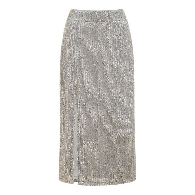 пола,поли,и,къси,панталони,yumi,yumi,silver,sequin,fitted,skirt,silver
