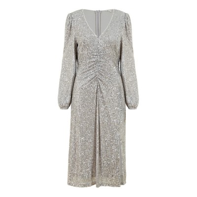 рокля,дамски,поли,и,рокли,yumi,yumi,silver,sequin,ruched,front,midi,dress,silver