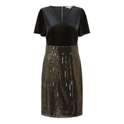 рокля,дамски,поли,и,рокли,yumi,yumi,black,velvet,and,sequin,fitted,dress,black