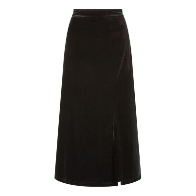 пола,поли,и,къси,панталони,yumi,yumi,black,velvet,skirt,with,front,slit,black