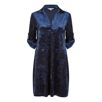3/4,туника,дамски,топове,yumi,yumi,navy,velvet,tunic,dress,with,three,quartersleeves,navy