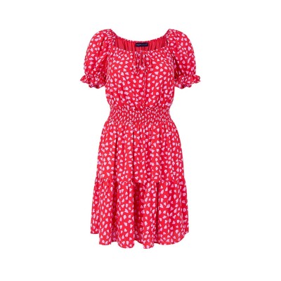 рокля,дамски,поли,и,рокли,mela,london,mela,london,red,heart,printed,bardot,skater,dress,red
