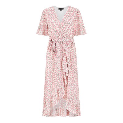 рокля,дамски,поли,и,рокли,mela,london,mela,london,pink,ditsy,floral,wrap,midi,dress,pink