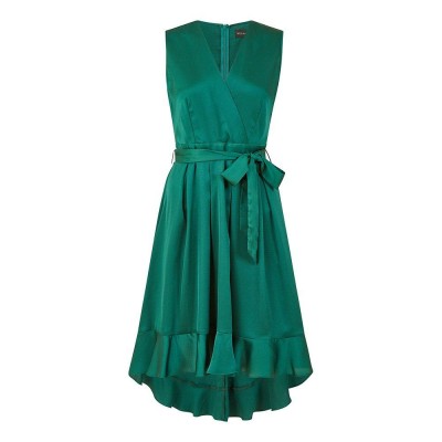 дамска,рокля,дамски,поли,и,рокли,mela,london,women,s,green,satin,dipped,hem,midi,wrap,dress,green