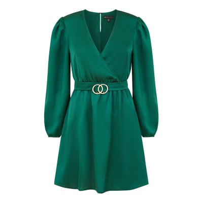рокля,дамски,поли,и,рокли,mela,london,mela,london,green,satin,wrap,dress,with,buckle,waist,green