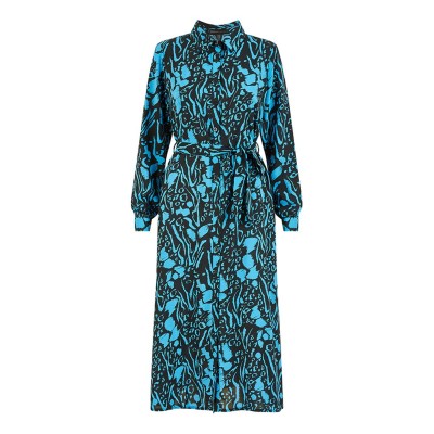 рокля,дамски,поли,и,рокли,mela,london,mela,london,black,animal,print,midi,shirt,dress,blue