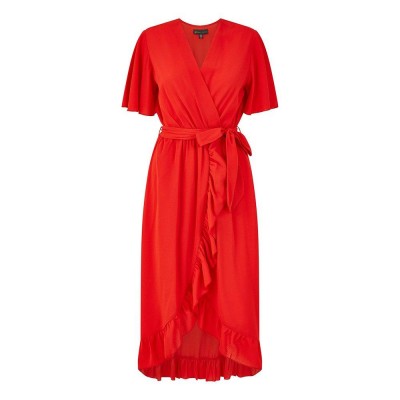 дамска,рокля,дамски,поли,и,рокли,mela,london,women,s,greenwrap,frill,hem,wrap,dress,red