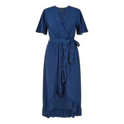 рокля,дамски,поли,и,рокли,mela,london,mela,london,greenwrap,over,frill,hem,dress,navy