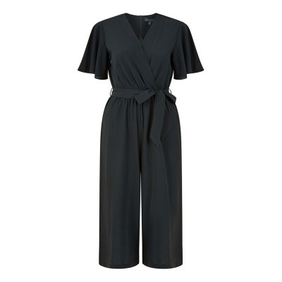 дамски,летни,гащеризони,mela,london,mela,london,navy,wrap,jumpsuit,with,angel,sleeves,black