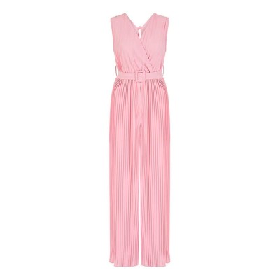 дамски,летни,гащеризони,mela,london,mela,london,pink,pleated,jumpsuit,with,belt,pink