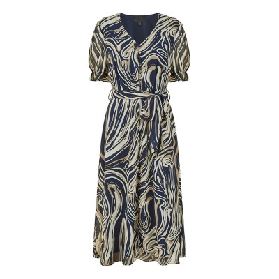 рокля,дамски,поли,и,рокли,mela,london,mela,london,navy,swirl,print,midi,tea,dress,navy