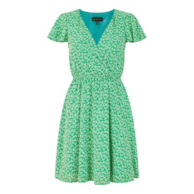 рокля,дамски,поли,и,рокли,mela,london,mela,london,green,ditsy,print,wrap,skater,dress,green