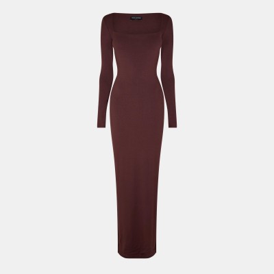 рокля,дамски,поли,и,рокли,naked,wardrobe,square,neck,sculpt,maxi,dress,chocolate