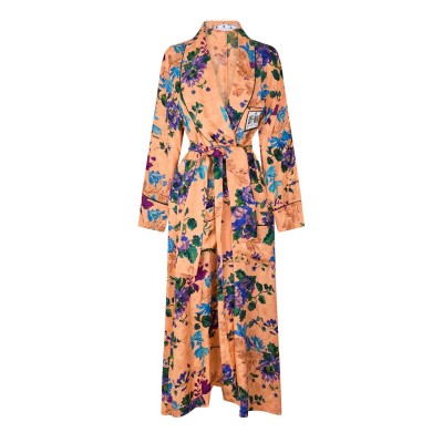 рокля,дамски,пижами,off,white,floral,dressing,gown,peach,orange