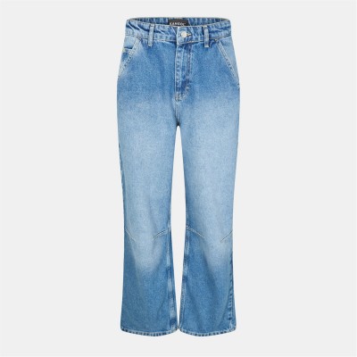 дънки,дамски,дънки,kangol,women's,patch,baggy,wide,leg,jeans,blue
