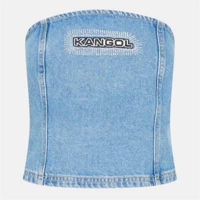 дамски,топове,kangol,women's,denim,bandeau,top,blue