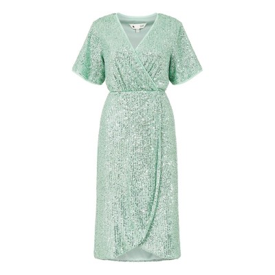 рокля,дамски,поли,и,рокли,yumi,yumi,green,sequin,wrap,dress,green