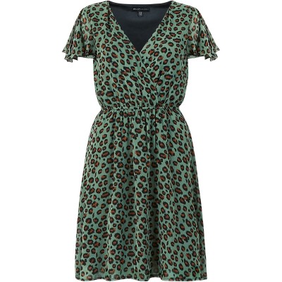 рокля,дамски,поли,и,рокли,mela,london,mela,london,green,animal,print,wrap,skater,dress,green