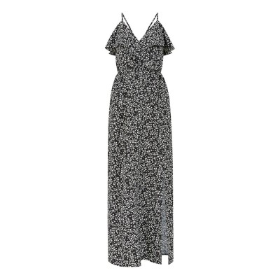 рокля,дамски,поли,и,рокли,mela,london,mela,london,black,ditsy,floral,frill,maxi,dress,black