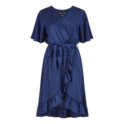 рокля,дамски,поли,и,рокли,mela,london,mela,london,navy,satin,wrap,dress,navy