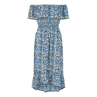 рокля,дамски,поли,и,рокли,mela,london,mela,london,blue,floral,ditsy,bardot,midi,dress,blue