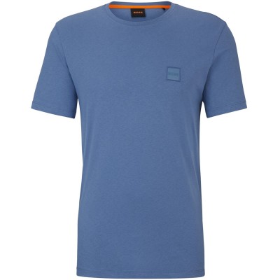 тениска,мъжки,тениски,boss,mens,boss,orange,tales,t,shirt,with,logo,patch,premium,cotton,open,blue
