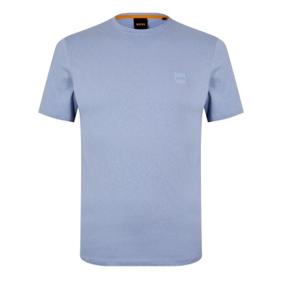тениска,мъжки,тениски,boss,mens,boss,orange,tales,t,shirt,with,logo,patch,premium,cotton,sky,blue