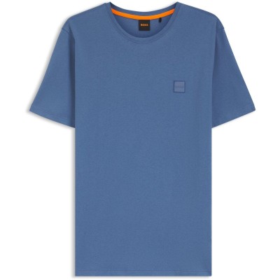 тениска,мъжки,тениски,boss,mens,boss,orange,tales,t,shirt,with,logo,patch,premium,cotton,open,blue