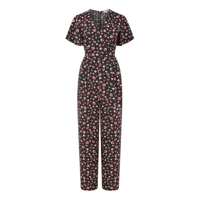 дамски,летни,гащеризони,yumi,yumi,black,floral,angel,sleeve,jumpsuit,floral