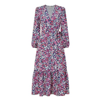 дамска,рокля,дамски,поли,и,рокли,yumi,women,s,green,daisy,print,midi,wrap,dress,pink