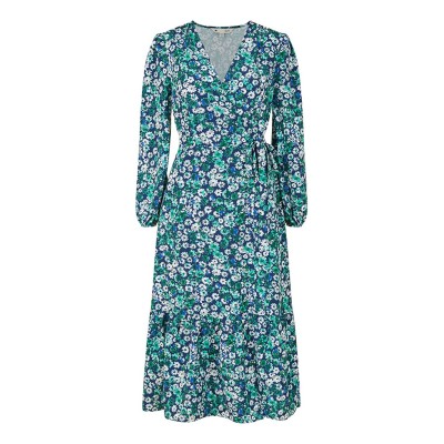 рокля,дамски,поли,и,рокли,yumi,yumi,green,daisy,print,wrap,midi,dress,green